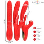 Karol vibromasseur rabbit poussée et succion silicone rouge — vue de dos