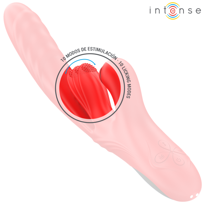 Zoom sur les 10 modes de stimulation de la bouche a succion clitoridienne du vibromasseur rabbit Karol Intense rouge en silicone, double moteur