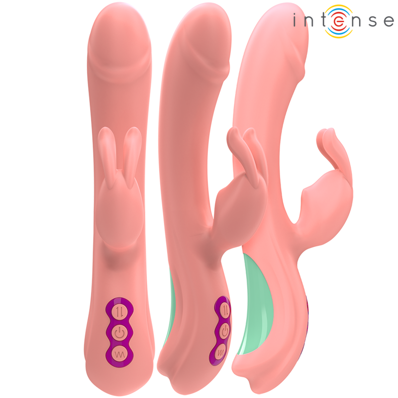 Vibromasseur rabbit avec embout oscillant point G — vue de profil