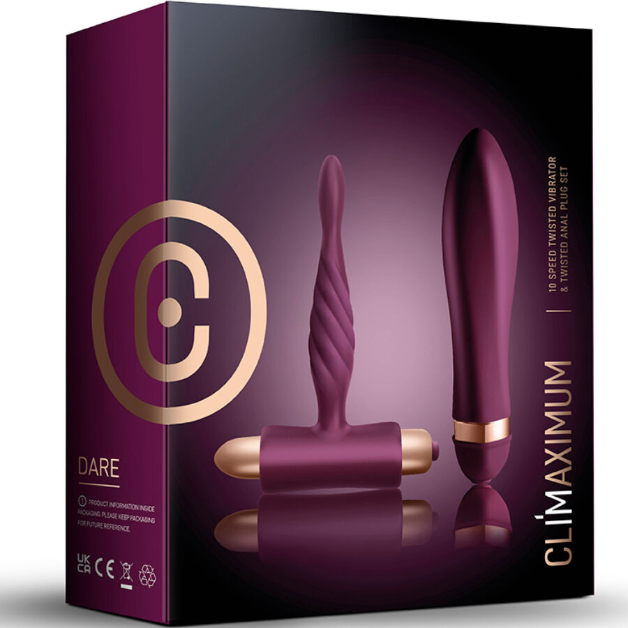 Coffret Dare vibromasseur torsadé et plug anal débutant — vue de dos