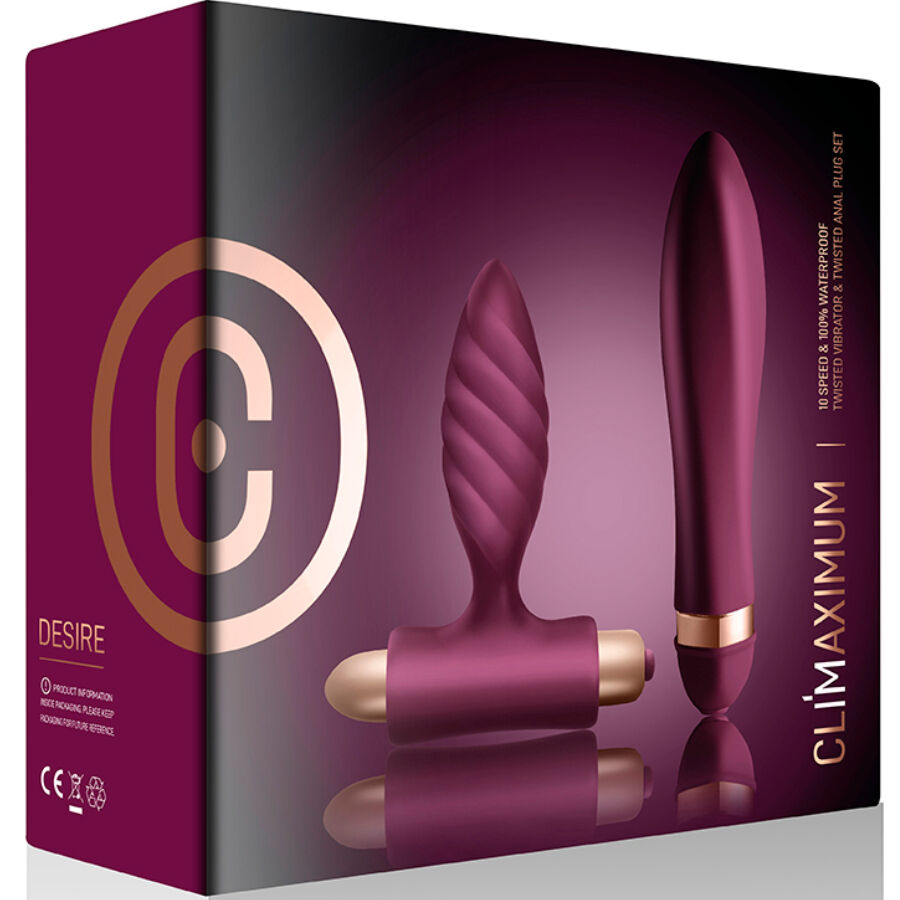 Coffret Desire vibromasseur torsadé et plug anal — détail texture surface