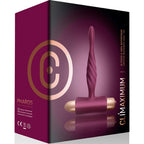 Boite du plug anal vibrant debutant Pharos Climaximum, packaging prune presentant le plug spirale et les mentions 10 vitesses waterproof base en T.