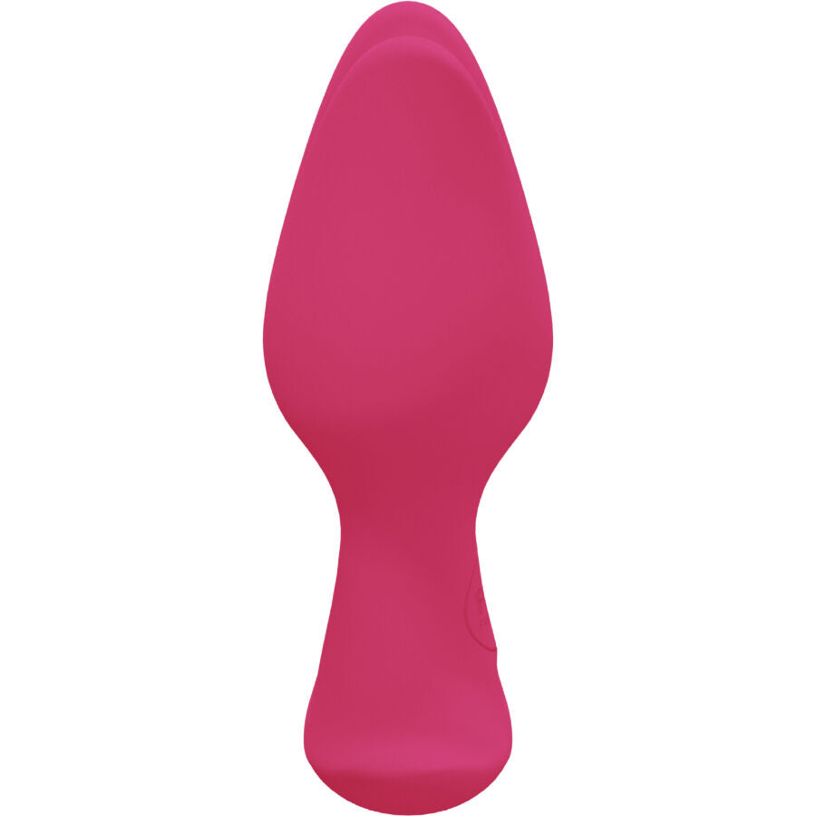 Plug anal Bootie Fem rose vu de dos, corps lisse en silicone et embase plate, petit plug confortable conçu pour une insertion en douceur.