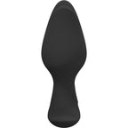 Plug anal Bootie Fem noir vu de dos, corps lisse en silicone et base plate stabilisatrice, petit format pensé pour une sensation discrète et confortable.