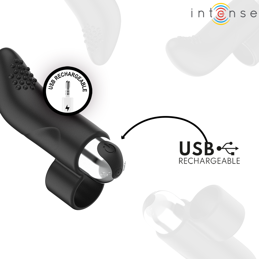 Stimulateur de doigt rechargeable compact — vue rapprochée