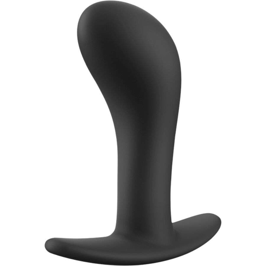 Plug anal Fun Factory noir taille L, corps incurve genereux et large base plate souple, sensation de plenitude ciblant la prostate en silicone.