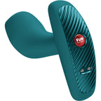 Plug vibrant anal Bootie Vibe vert sapin avec sa telecommande a bouton FUN, plug courbe et base plate, 12 modes de vibration rechargeables en silicone.