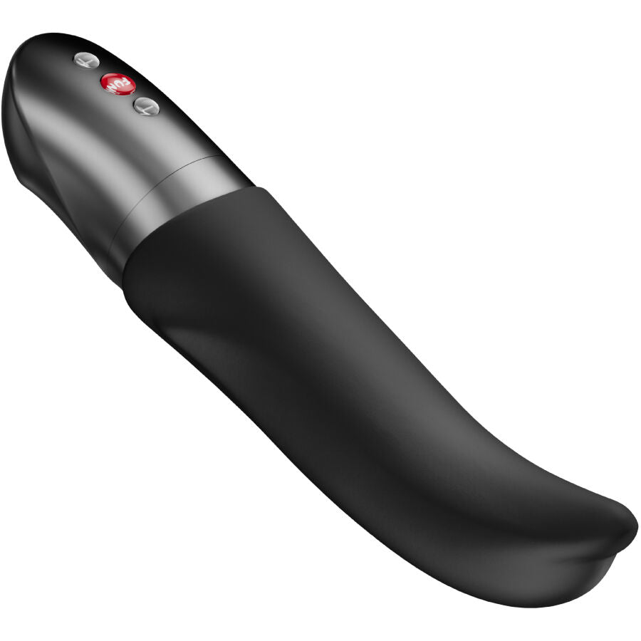 Vibromasseur point G Diva Dolphin noir de trois quarts, embout courbé en silicone et base métallisée, conçu pour une stimulation interne ciblée et étanche.