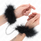 Manchettes de poignets en cuir garnies de plumes — vue principale