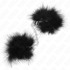 Manchettes de poignets en cuir garnies de plumes — vue de profil