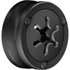 Masturbateur Fun Factory noir a clic magnetique, manchon cylindrique a entree texturee en etoile et fixation IKU, interieur nervure modulable.