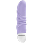 Mini vibromasseur Jam Fun Factory parme de face, tige nervuree a gland realiste et base blanche, silicone compact de 12 cm, vibrations pour le clitoris et le point G