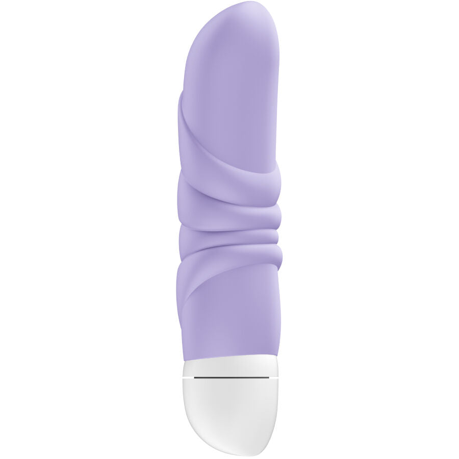 Mini vibromasseur Jam Fun Factory parme de face, tige nervuree a gland realiste et base blanche, silicone compact de 12 cm, vibrations pour le clitoris et le point G