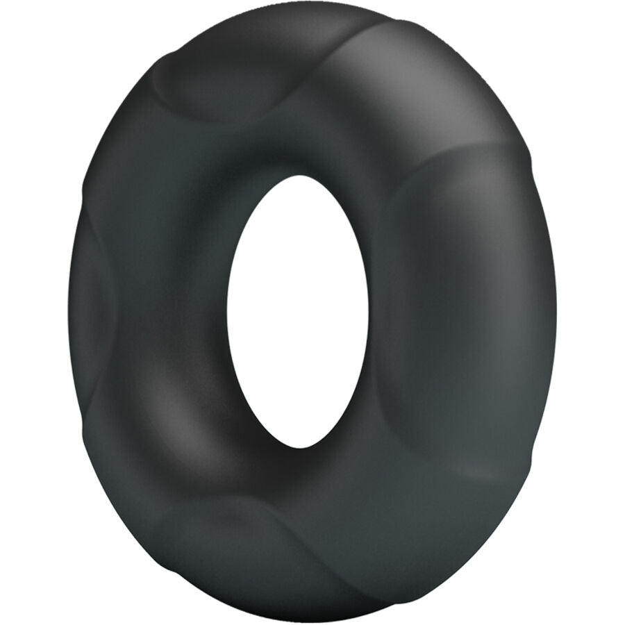 Anneau Arvell Crazy Bull en silicone souple gris fume vu en trois quarts, bague ronde ajustable qui epouse la morphologie pour maintenir la fermeté.