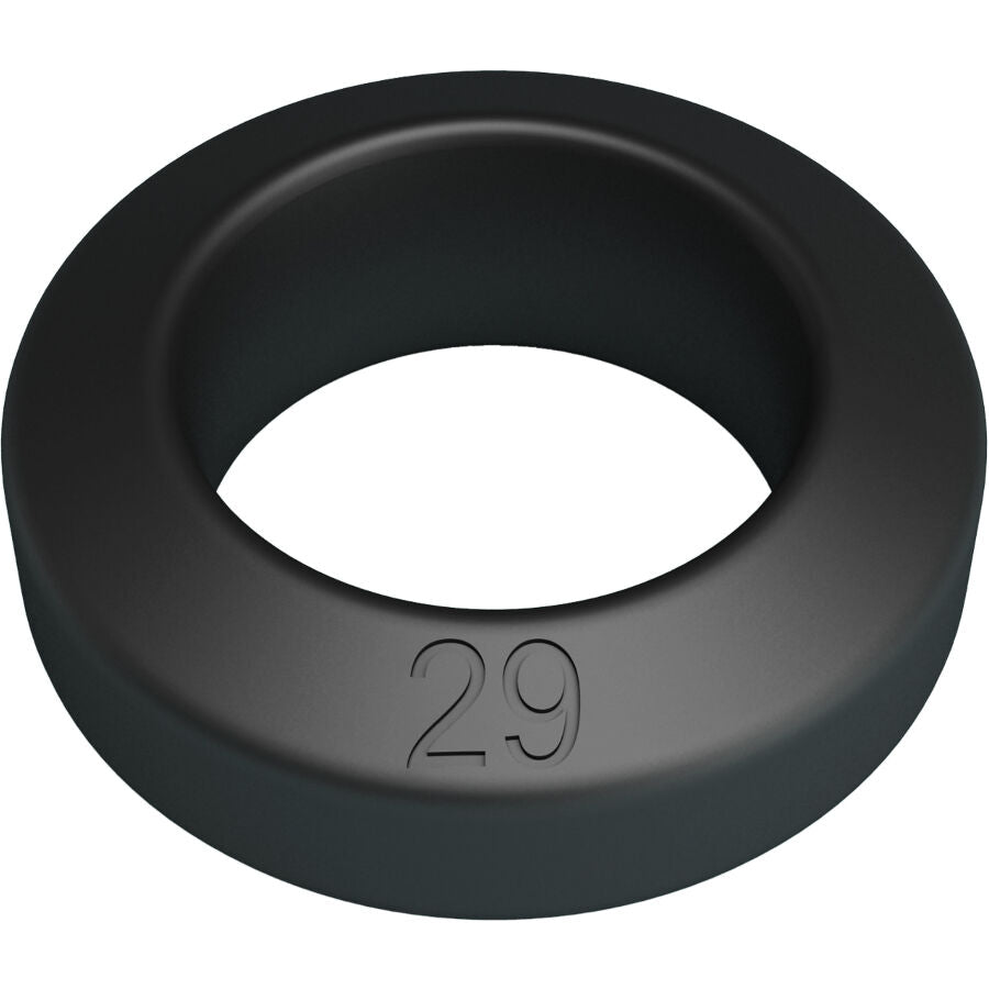 Anneau Brodan Crazy Bull en silicone souple gris fume presente en angle, bague lisse conique gravee 29 au design epure pour soutenir la fermeté.