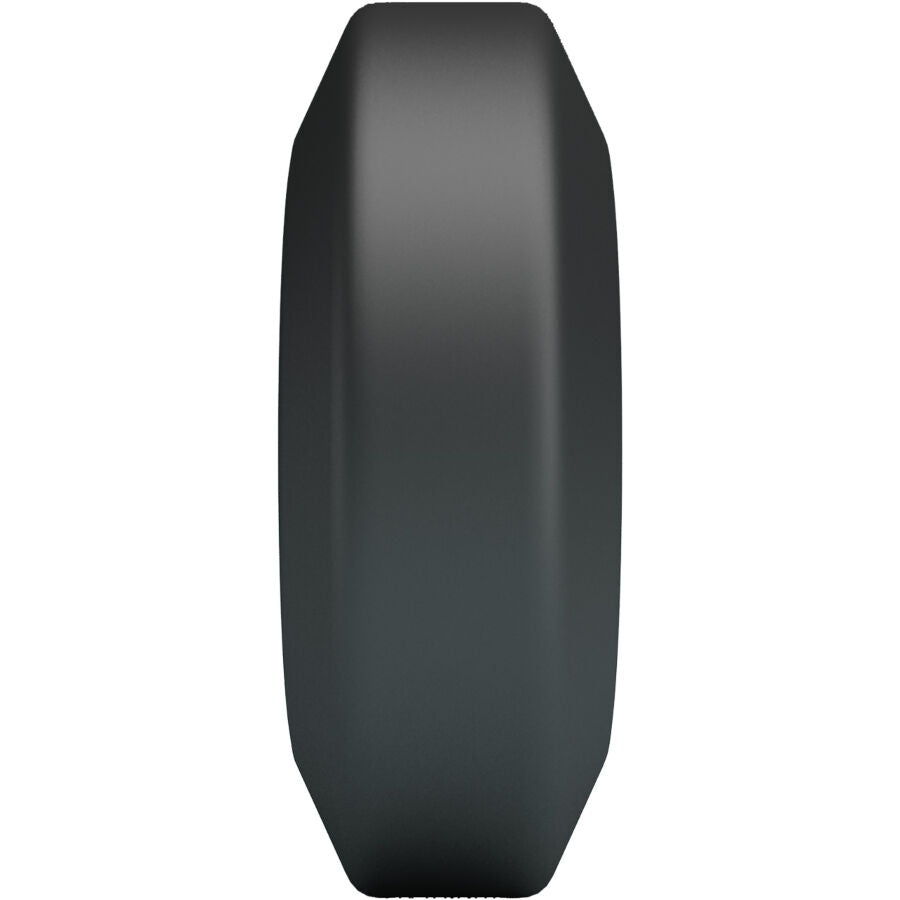 Anneau penien Brodan Crazy Bull vu de profil, bague conique en silicone gris fume souple a paroi epaisse et lisse au toucher doux et soyeux.