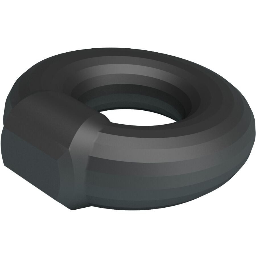 Anneau Kayke Crazy Bull en silicone souple gris fume presente en angle, bague epaisse a languette de prehension pour soutenir la fermeté a deux.
