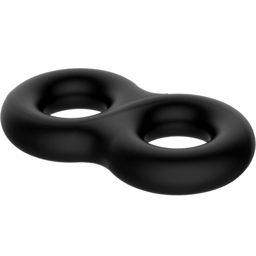 Bague pénienne double infinity en silicone — détail texture surface