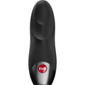 Masturbateur masculin noir présenté droit, manchon texturé en silicone et base chromée FUN, manchon amovible modulable pour des sensations intenses.
