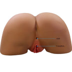 Masturbateur buste realiste vu de dos avec reperes ass et vagina, double entree texturee en TPE chair souple, volume lourd pour une prise en main immersive.