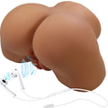 Masturbateur buste realiste Sophia en TPE chair, vue de trois quarts avec ecouteurs illustrant la vibration, surface souple imitant le contact peau a peau.