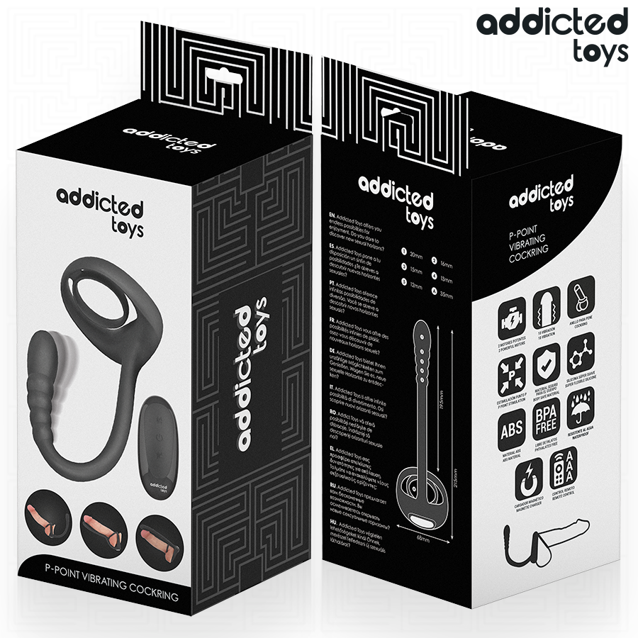 Anneau vibrant double moteur pénis et point P avec télécomma — vue de profil