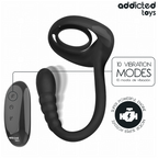 Anneau vibrant double moteur pénis et point P avec télécomma — détail texture surface