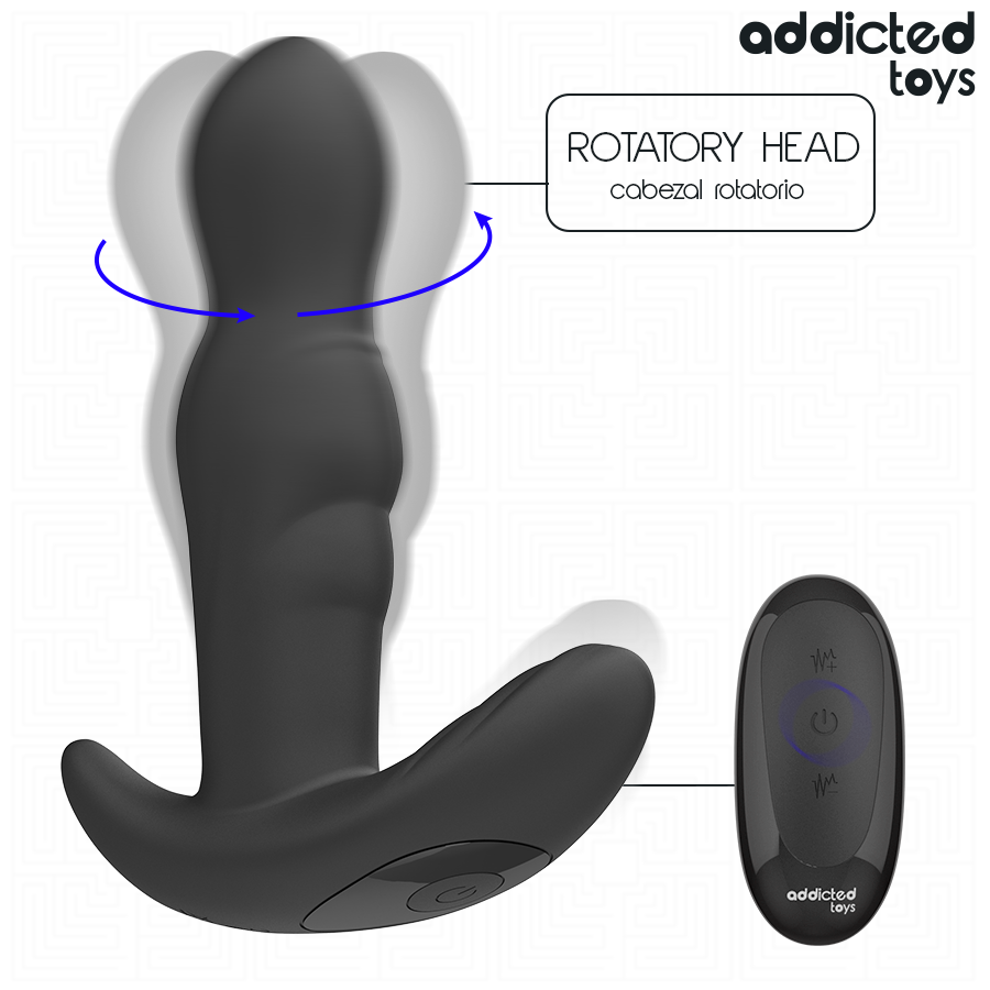 Plug anal vibrant et rotatif avec télécommande double moteur — vue de dos