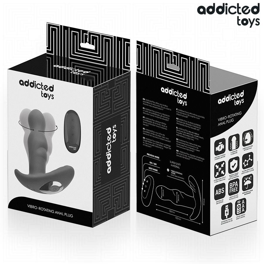 Plug anal vibrant et rotatif avec télécommande double moteur — vue de profil