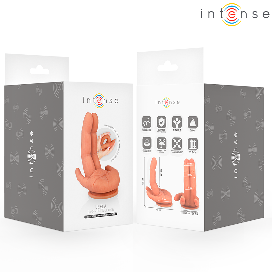 Emballage Intense Leela, recto et verso avec pictogrammes silicone, ventouse, étanche et flexible, 390 g