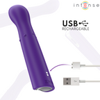 Stimulateur point G Helena en silicone violet pose pres de son cable de charge USB, tige a billes montantes rechargeable pour une stimulation interne stimulante.