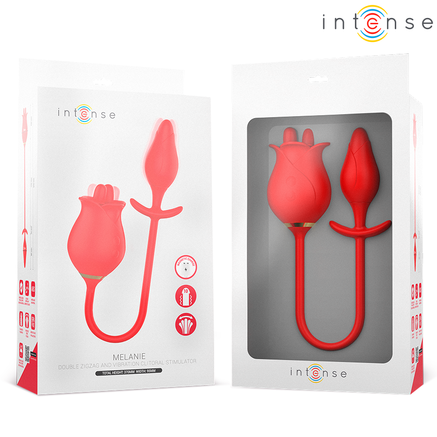 Double stimulateur clitoris Melanie à langue zigzag — vue de profil