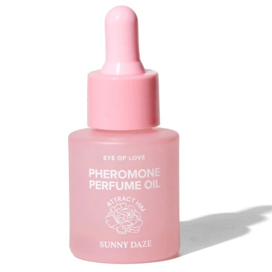 Huile de parfum aux phéromones agrumes Sunny Daze 20 ml, flacon rose a pipette Pheromone Perfume Oil, notes bergamote rose jasmin, formule riche et concentree vegan.
