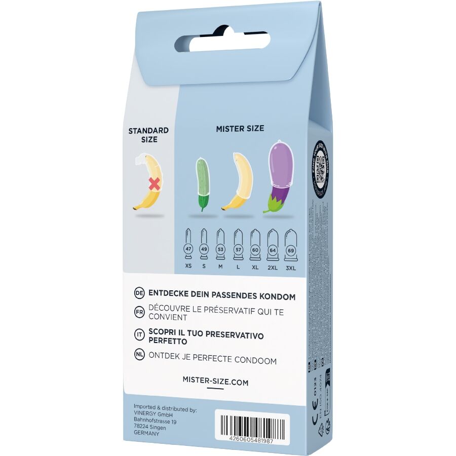 Kit de test préservatifs 3 tailles avec mètre ruban — vue de dos