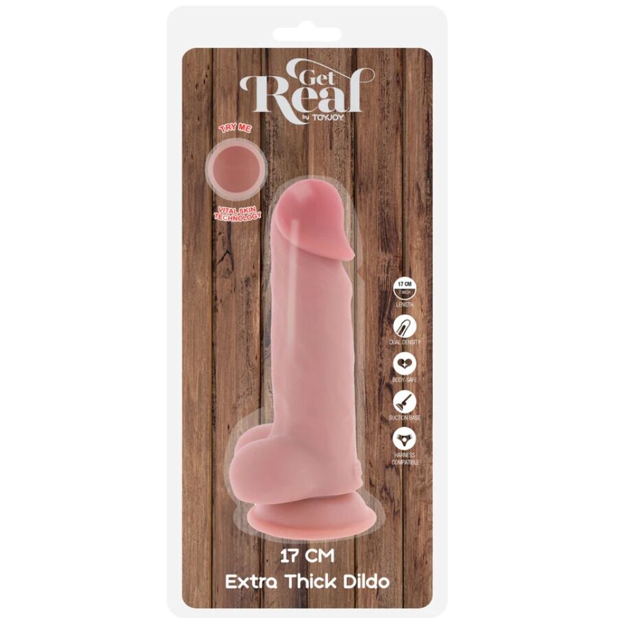Gode réaliste de luxe extra épais avec testicules et ventous — vue de dos