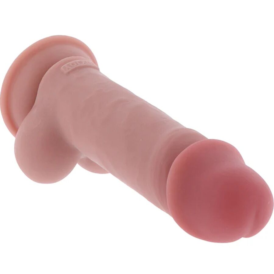 Gode réaliste de luxe extra épais avec testicules et ventous — vue de profil