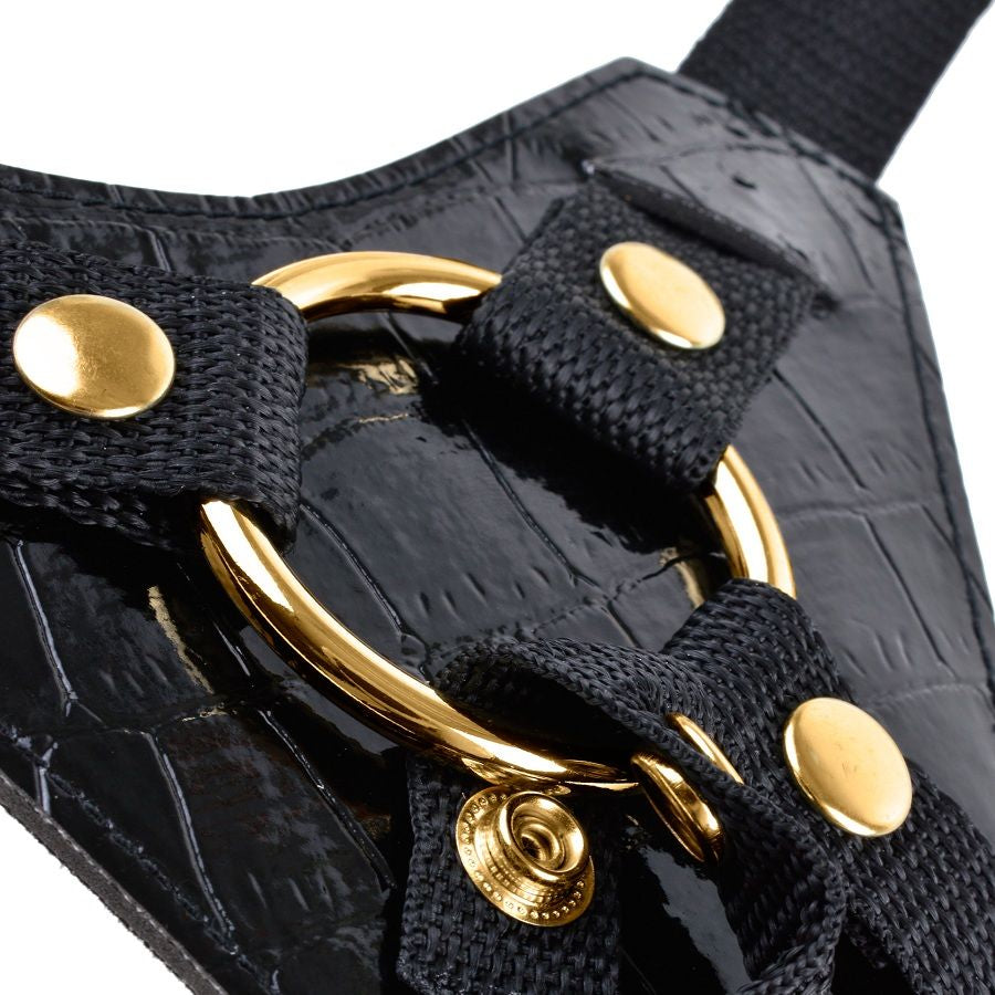 Gode-ceinture réaliste avec harnais doublé — vue de dos