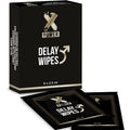 Boite noire des lingettes retardantes pour homme Xpower x6 avec deux dosettes devant, extraits de menthe poivree et millepertuis pour reduire la sensibilite