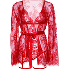 Ensemble nuisette et peignoir en dentelle rouge — emballage produit