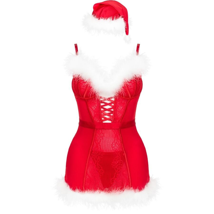 Ensemble de Noël Agethe chemise string et bonnet — vue de dos