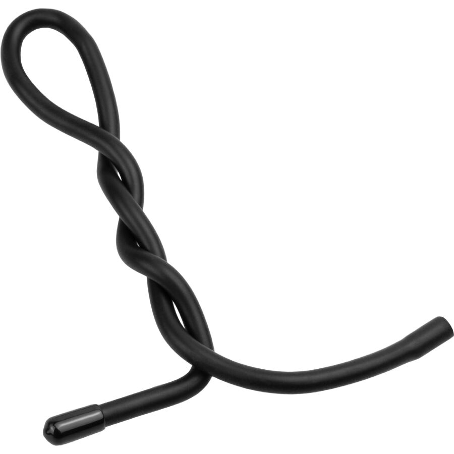 Electrode modulable ElectraStim noire mise en forme tordue, tige pliable a memoire de forme et embout conducteur, accessoire d'electrostimulation personnalisable unipolaire.
