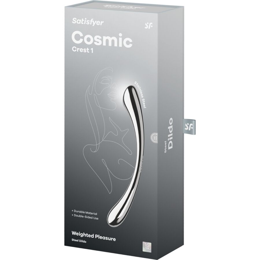 Godemichet double extrémité en acier inoxydable point G — détail texture surface