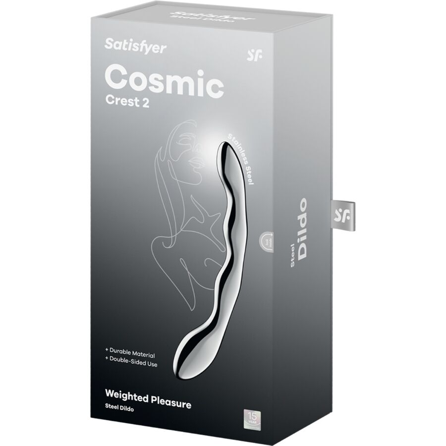 Gode double en acier inoxydable pour stimulation point G — détail texture surface