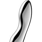 Gode double en acier inoxydable pour stimulation point G — vue de profil