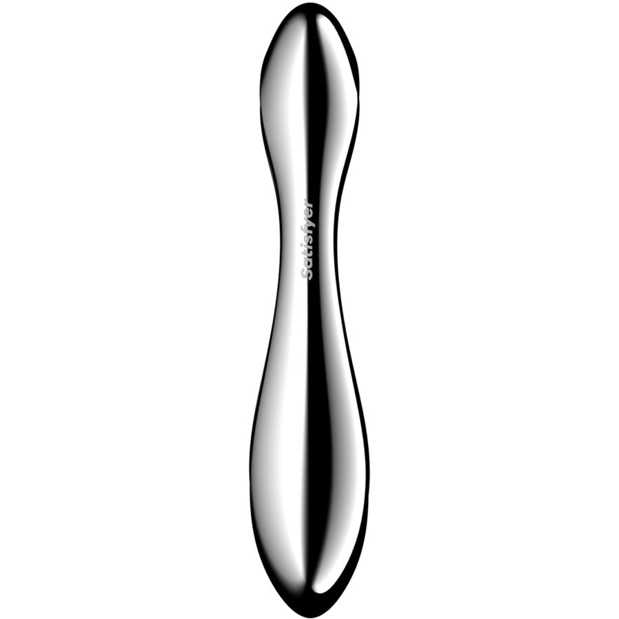 Gode large ondulé en acier inoxydable double extrémité — vue de dos