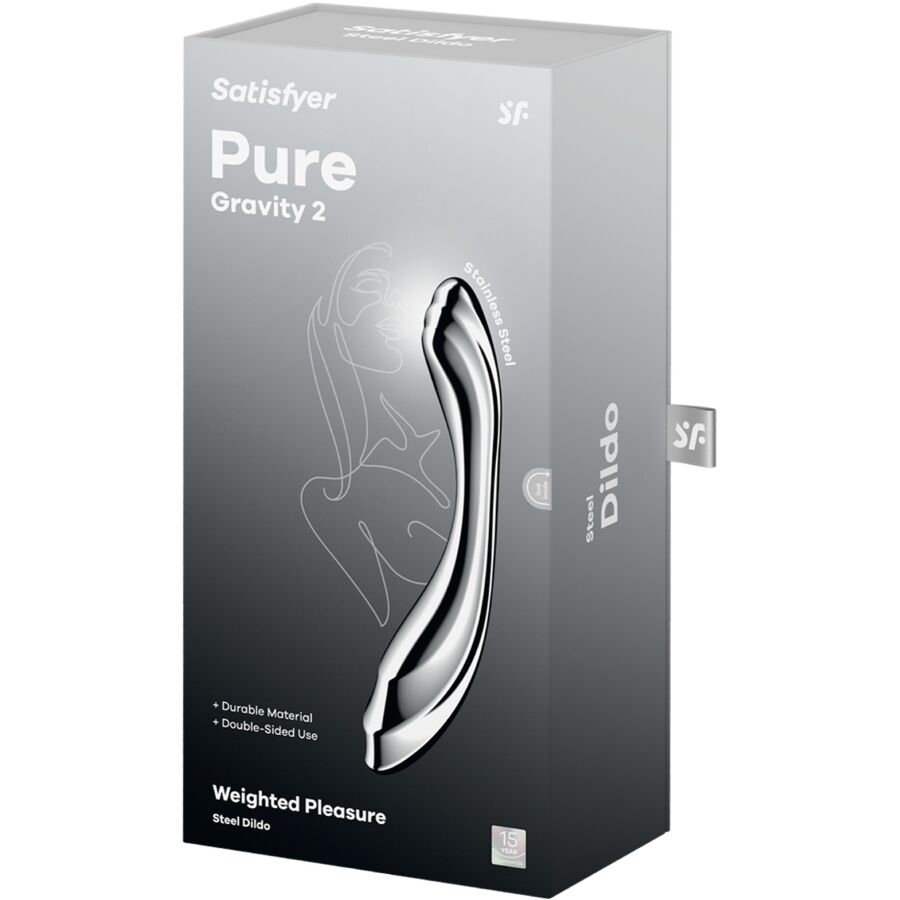 Gode large ondulé en acier inoxydable double extrémité — détail texture surface