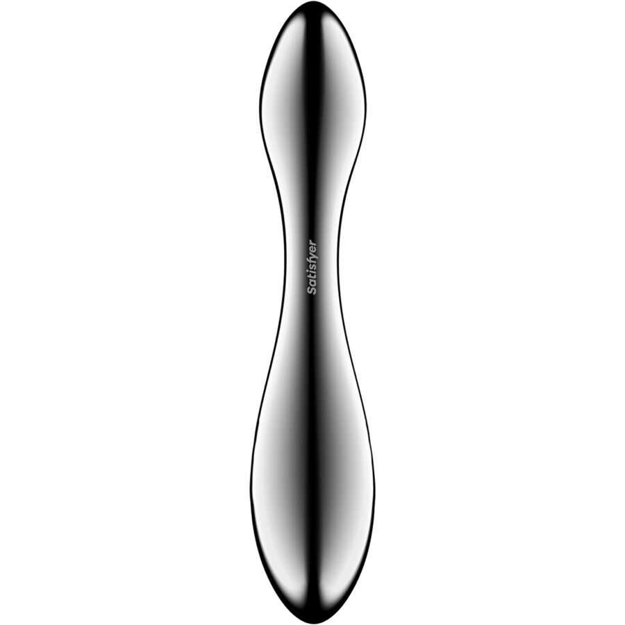Gode acier inoxydable double texture extrémités variées — vue de dos
