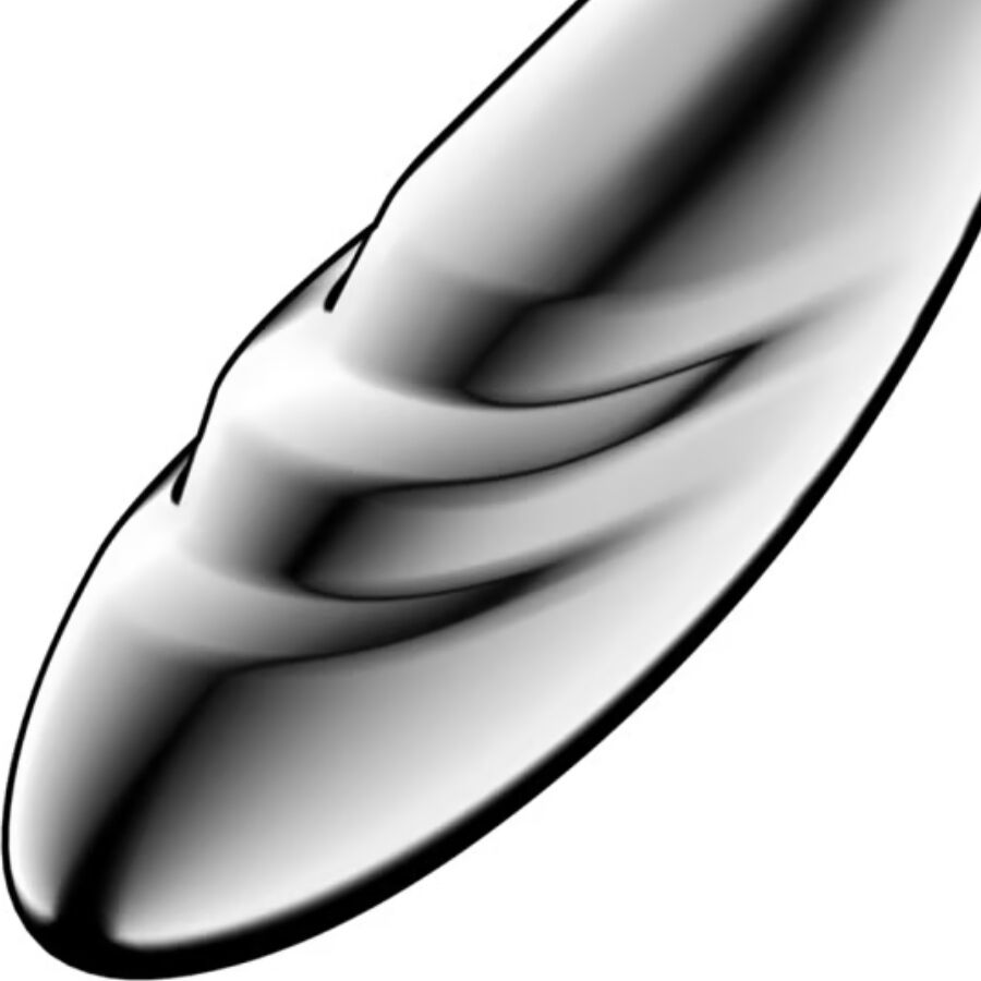Gode acier inoxydable double texture extrémités variées — vue de profil