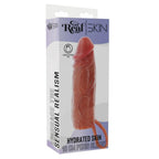 Boite Get Real Skin Sensual Realism de la gaine penienne 16 cm : packaging illustrant la gaine effet peau hydratee a gland marque et anneau de maintien.