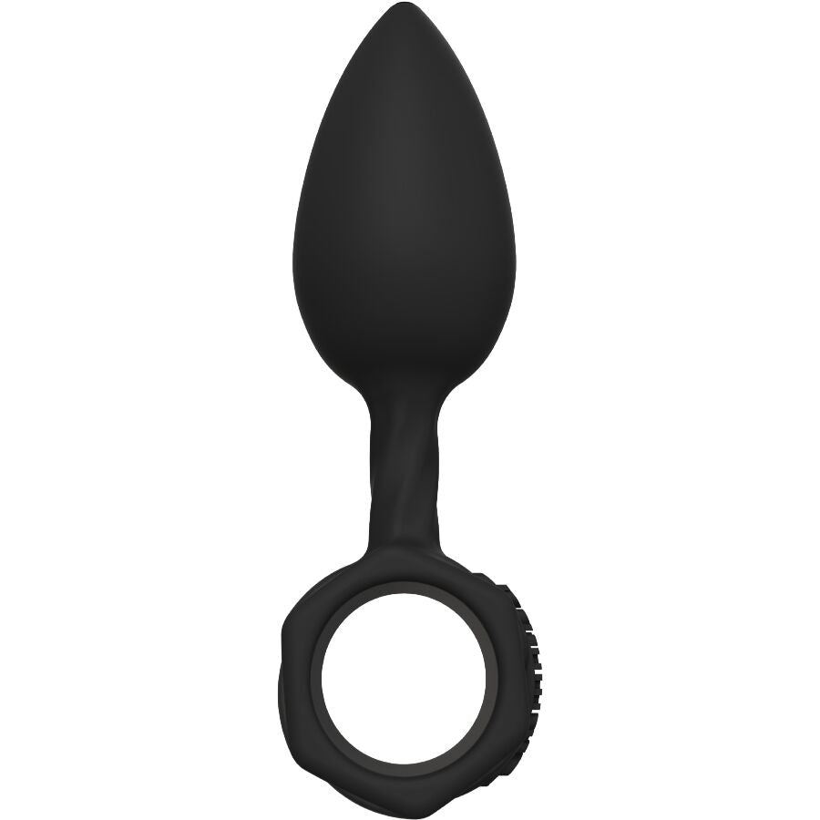 Petit plug anal Bathmate en silicone noir à pointe effilée et anneau de préhension texturé, le plus fin du kit d'entraînement anal pour débuter en douceur.